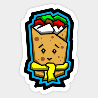 Cute Frozen Burrito in a Yellow Scarf - Mexican Food Lover Gift - Burrito Sticker